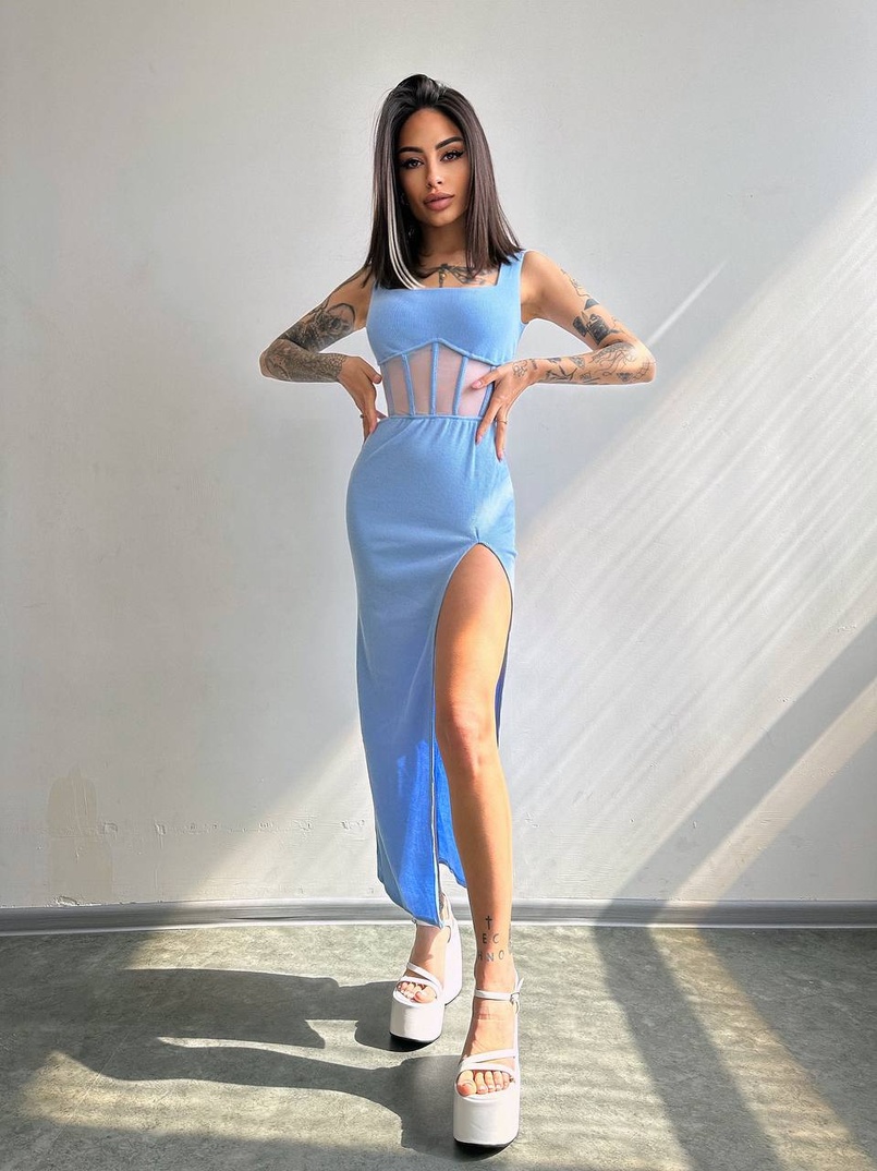 Сукня-міді  з елементами корсету   | PUSHKA SHOP