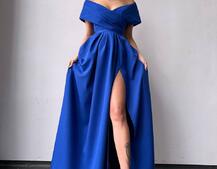 Сукня максі  з відкритими плечима та розрізом на спідниці | PUSHKA SHOP