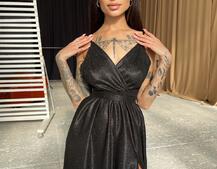 Блестящее платье-макси с разрезом Блестящее платье-макси с разрезом | PUSHKA SHOP