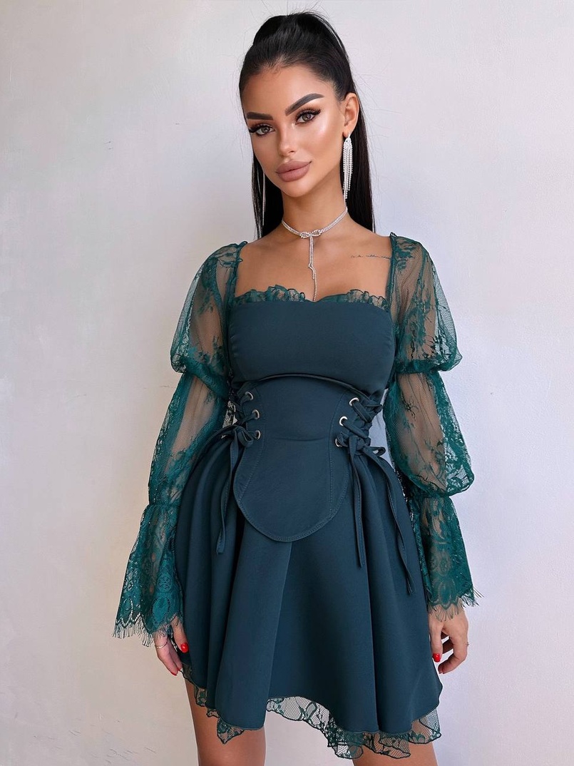 Сукня з корсетом декорована мереживом Сукня з корсетом декорована мереживом | PUSHKA SHOP