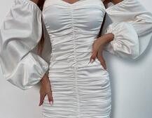 Атласна сукня з драпіруванням Атласна сукня з драпіруванням | PUSHKA SHOP