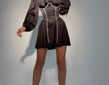 Приталена сукня з шовку  + корсет декорований стразами  Ручна робота  Приталена сукня з шовку  + корсет декорований стразами  Ручна робота  | PUSHKA SHOP