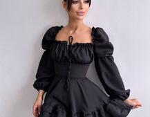 Сукня з воланами та шнурівкою  по спинці | PUSHKA SHOP