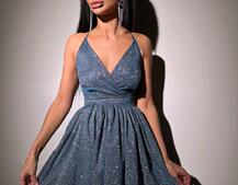 Блискуча сукня з пишною спідницею та шнурівкою на спинці | PUSHKA SHOP