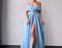 Сукня максі  з відкритими плечима та розрізом на спідниці | PUSHKA SHOP