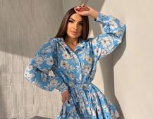 Сукня міні на гудзиках,декорована мереживом  | PUSHKA SHOP