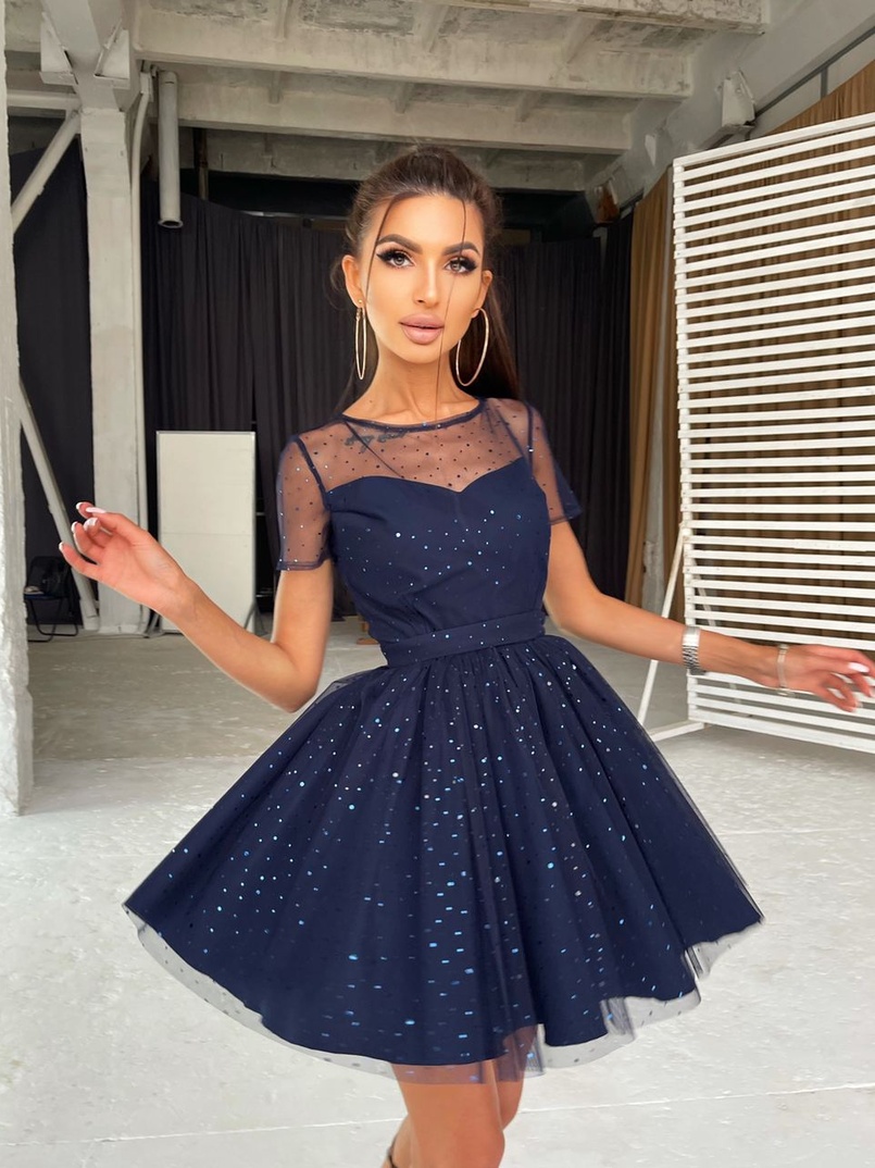 Платье-мини с голографическими блестками Платье-мини с голографическими блестками | PUSHKA SHOP