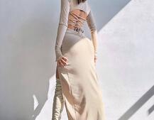 Трикотажна сукня міді зі шнурівкою на спинці  | PUSHKA SHOP