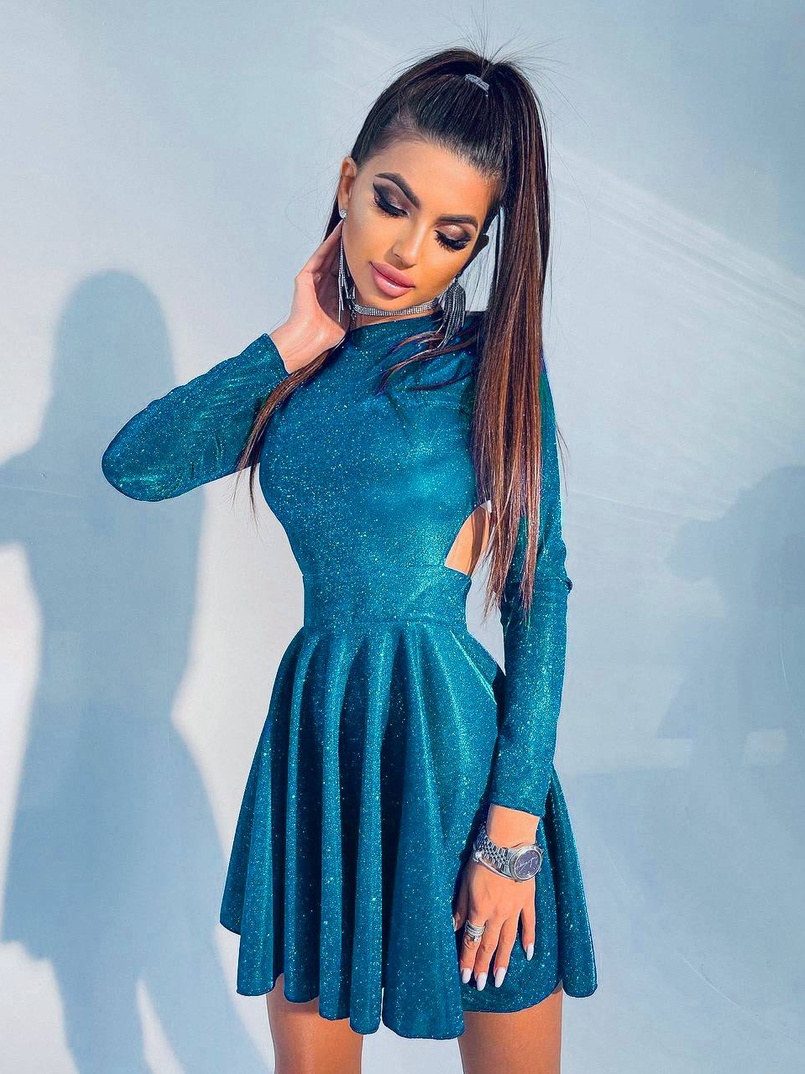 Блискуча сукня міні з відкритою спиною  | PUSHKA SHOP