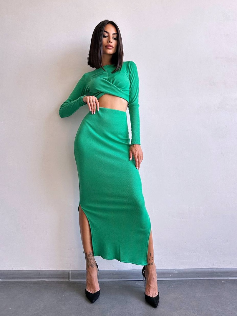 Комплект: топ + спідниця с розрізами Комплект: топ + спідниця с розрізами | PUSHKA SHOP