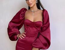 Атласний  комплект: корсет + спідниця декорована бахромою зі страз | PUSHKA SHOP