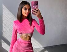 Оксамитовий комплект, декорований бахромою зі страз | PUSHKA SHOP