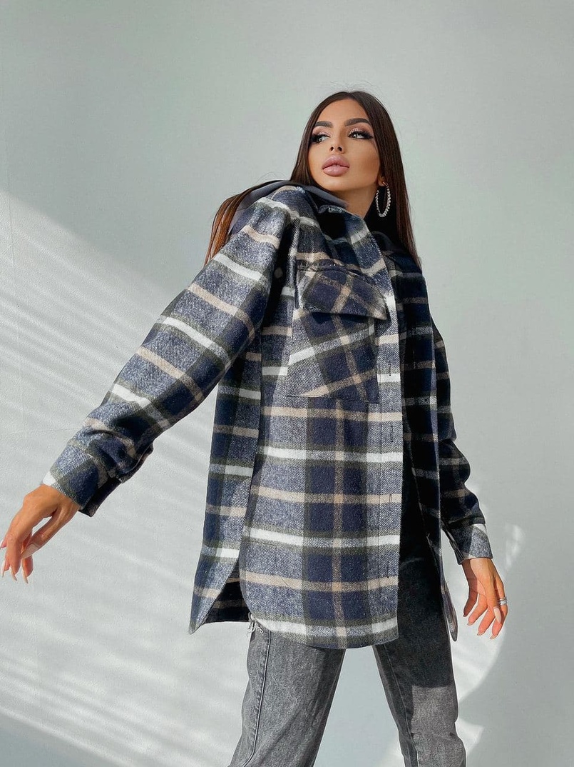 Кашемировая рубашка в клетку с капюшоном  | PUSHKA SHOP