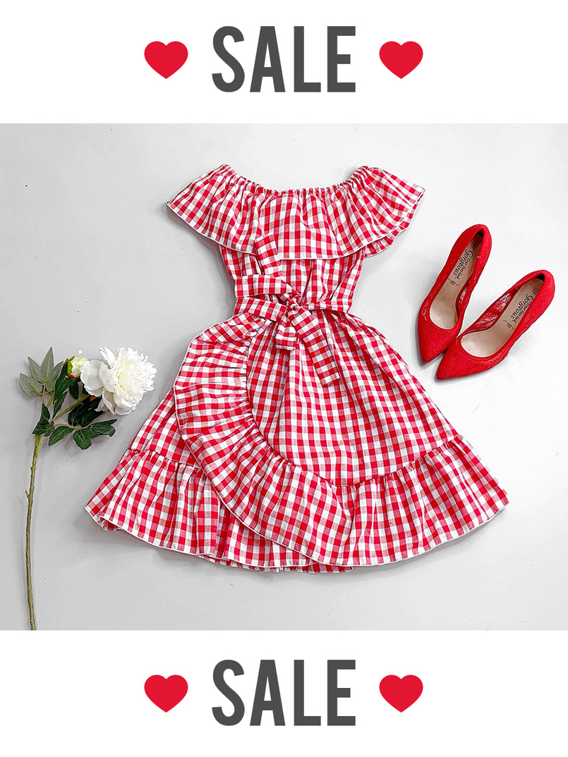 Хлопковое летнее платье в клетку | PUSHKA SHOP