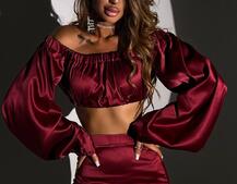 Атласний комплект, декорований стразами Ручна робота, прикраса пришита  | PUSHKA SHOP