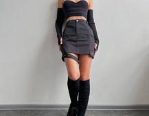 Комплект: коттонова  спідниця + топ з філіжанками  Комплект: коттонова  спідниця + топ з філіжанками  | PUSHKA SHOP