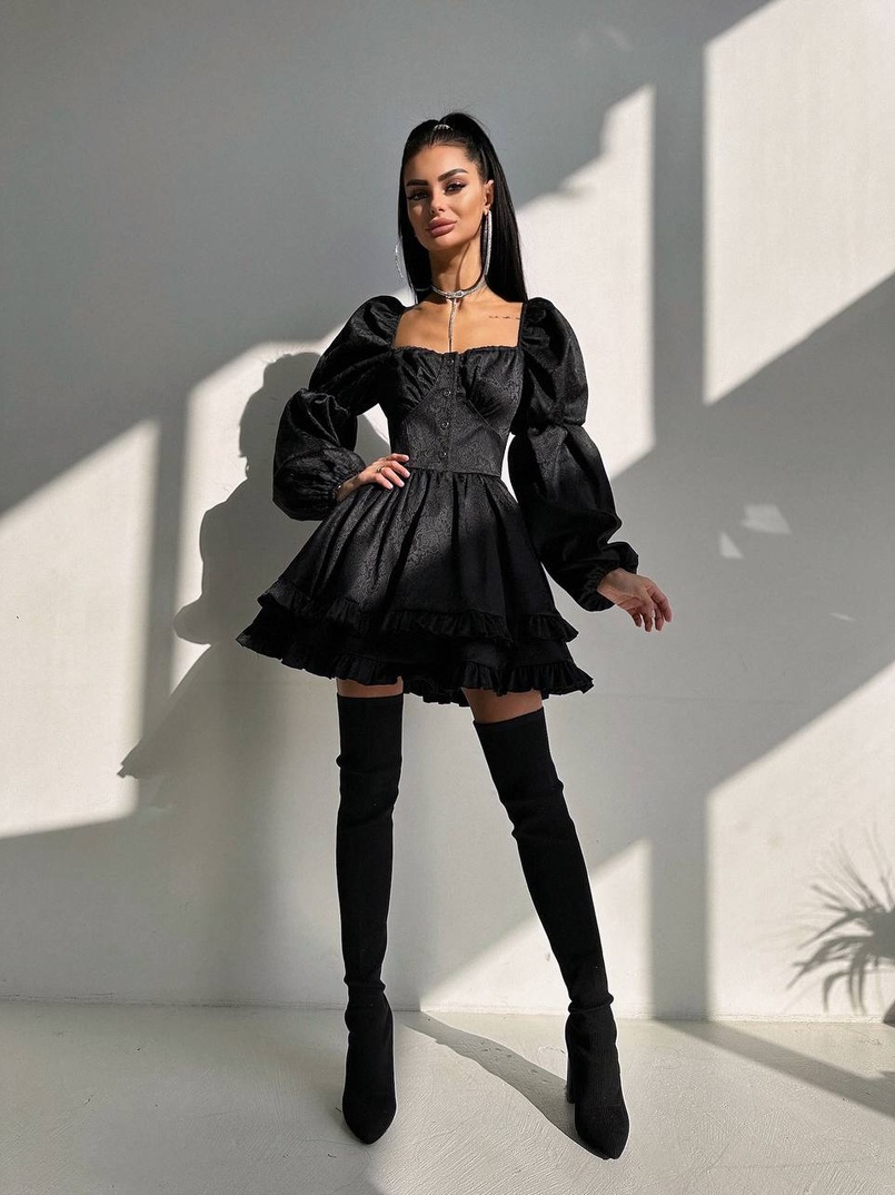 Корсетна сукня  з пишною подвійною спідницею та рюшами  | PUSHKA SHOP