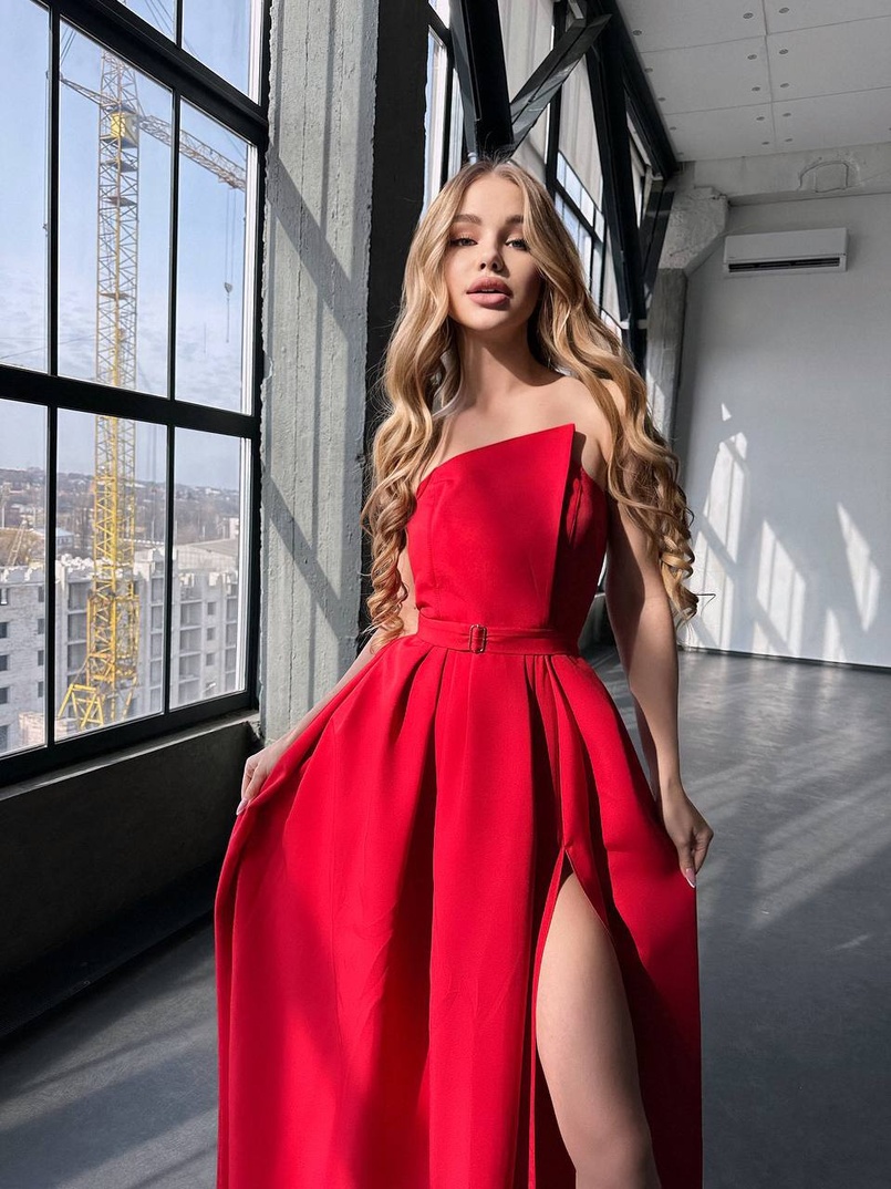 Сукня максі  з розрізом на спідниці  | PUSHKA SHOP