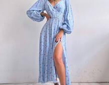 Квіткова сукня з розрізом на спідниці Квіткова сукня з розрізом на спідниці | PUSHKA SHOP