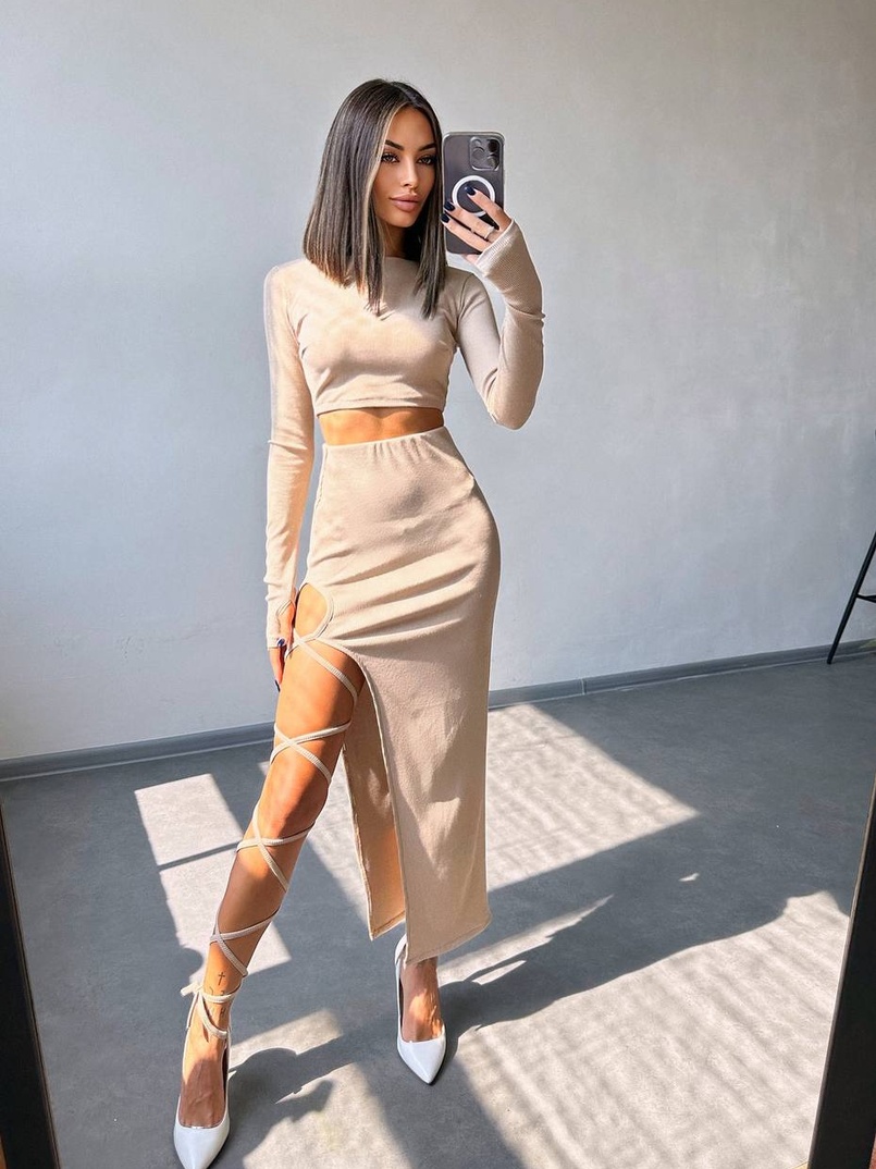 Комплект: топ + спідниця із зав‘язками на ніжку Комплект: топ + спідниця із зав‘язками на ніжку | PUSHKA SHOP