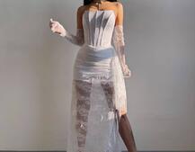 Мереживна сукня максі з рукавичками  | PUSHKA SHOP