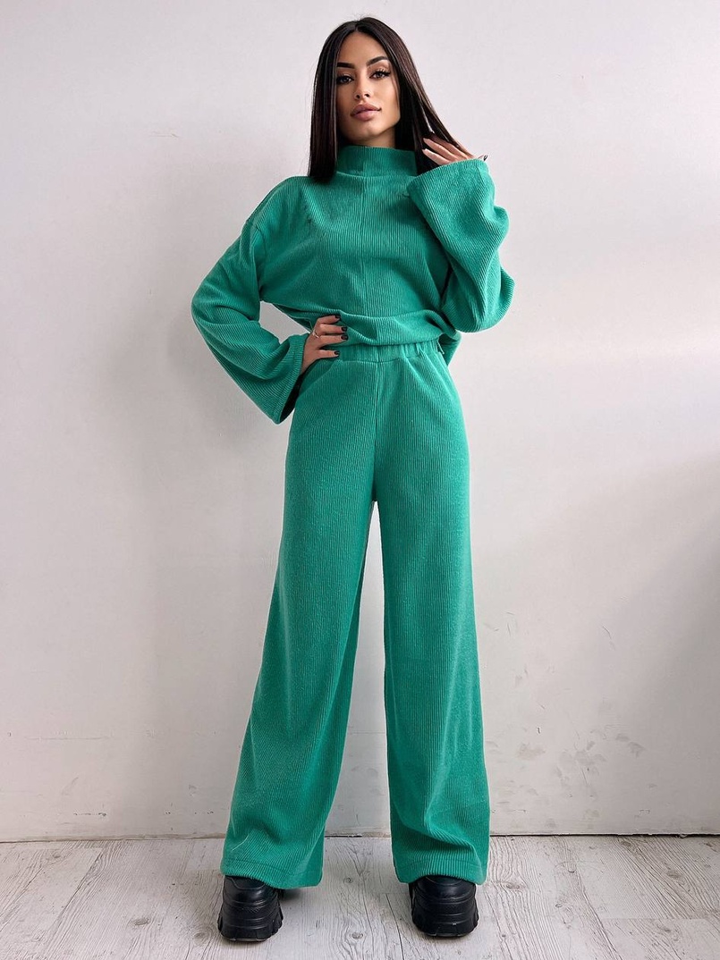 Повсякденний костюм із теплого трикотажу-рубчика | PUSHKA SHOP