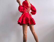 Сукня з воланами та шнурівкою  по спинці Сукня з воланами та шнурівкою  по спинці | PUSHKA SHOP