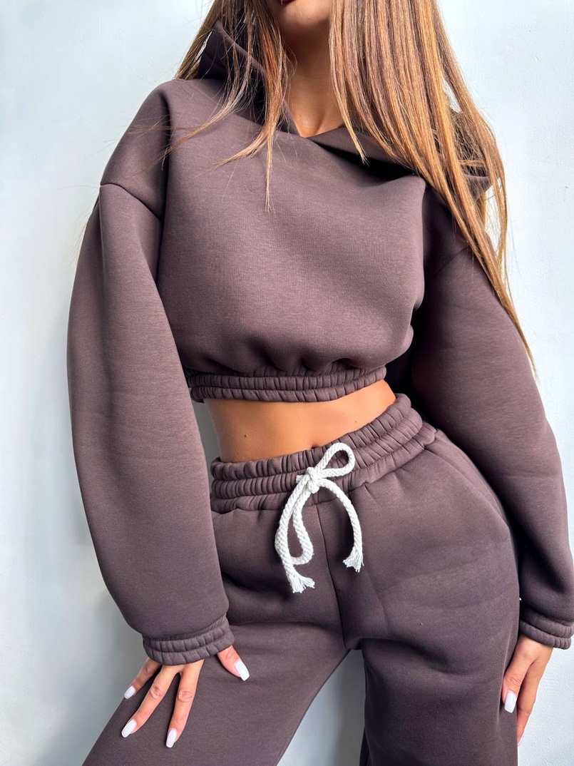 Базовий костюм на флісі з об'ємними капюшоном | PUSHKA SHOP