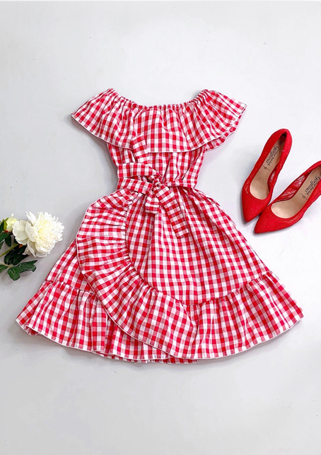 Платье в клетку с рюшами  | PUSHKA SHOP