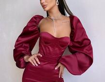 Атласний  комплект: корсет + спідниця декорована бахромою зі страз | PUSHKA SHOP