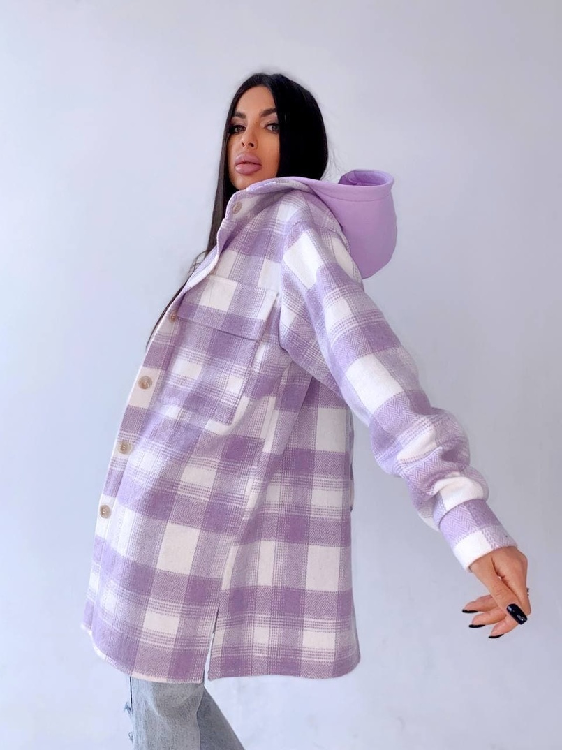 Кашемировая рубашка в клетку с капюшоном Кашемировая рубашка в клетку с капюшоном | PUSHKA SHOP