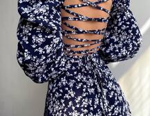 Квіткова сукня-міді зі шнурівкою на спинці та розрізом на ніжці | PUSHKA SHOP