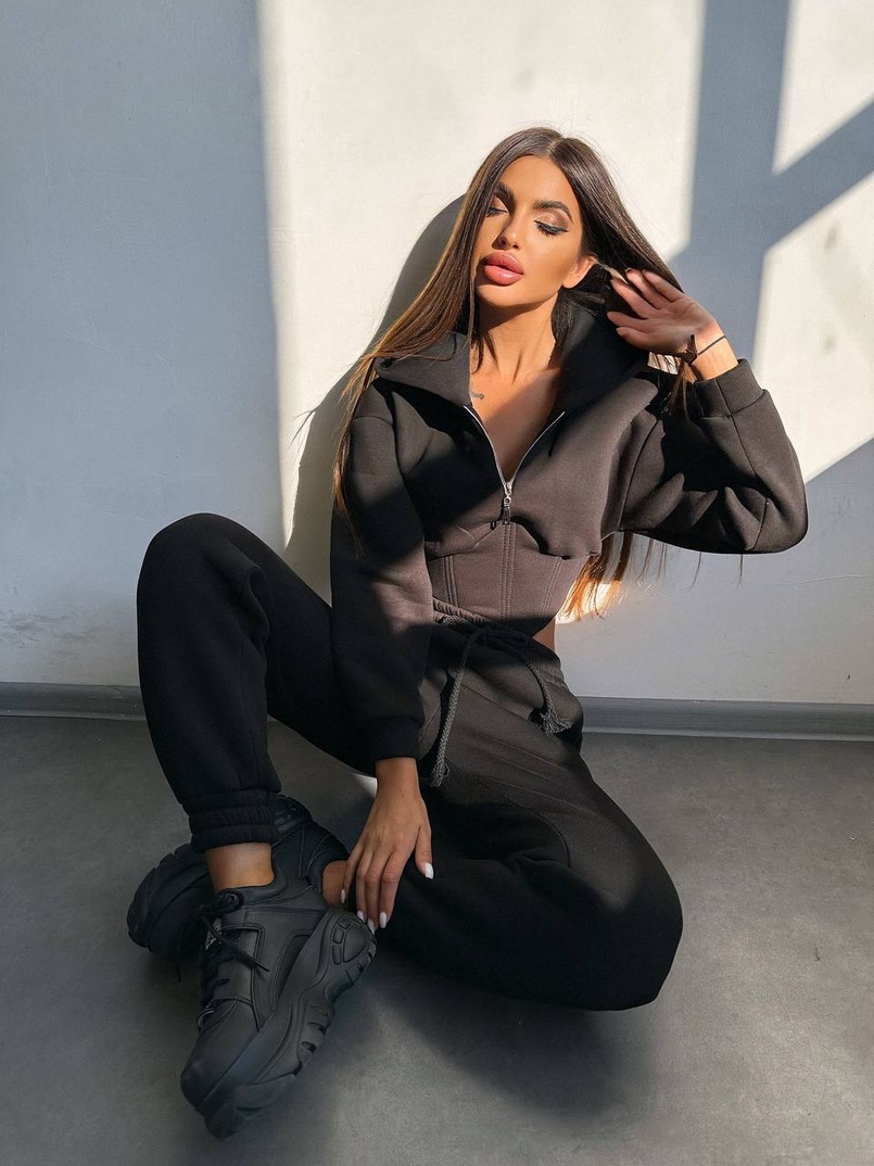 Комплект на флісі : худі з елементами корсету + штани  | PUSHKA SHOP