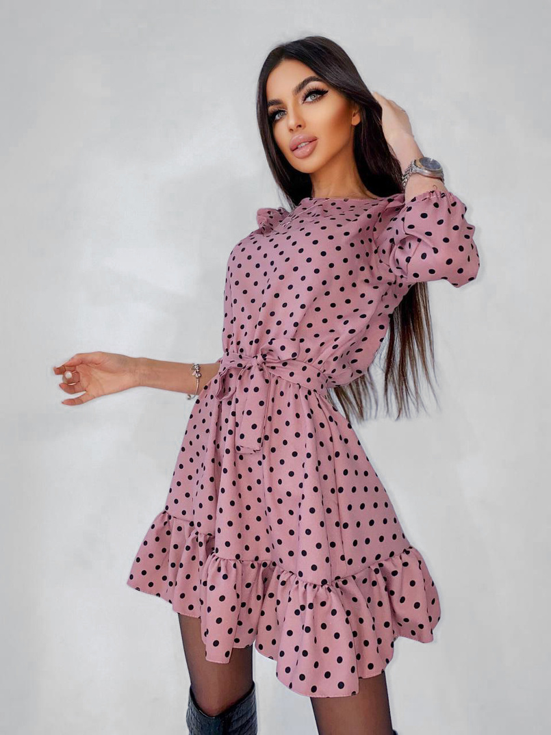 Милое платье в горошек с оборками Милое платье в горошек с оборками | PUSHKA SHOP