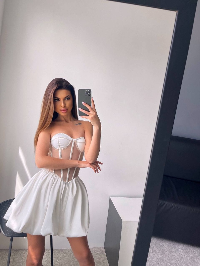 Сукня з чашечками та елементами корсету декорована стразами  | PUSHKA SHOP