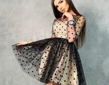 Платье мини в горох с пышной юбкой  Платье мини в горох с пышной юбкой  | PUSHKA SHOP