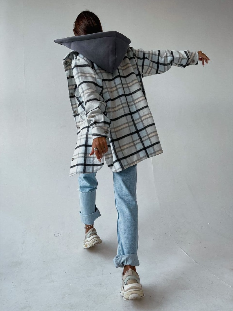 Кашемировая рубашка в клетку с капюшоном  | PUSHKA SHOP