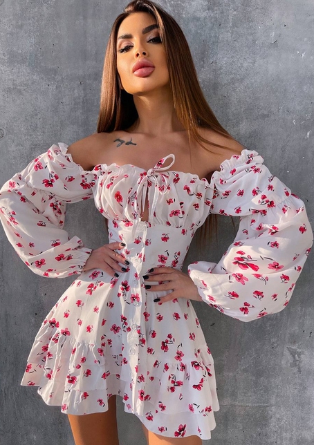 Сукня з воланами та шнурівкою  по спинці | PUSHKA SHOP