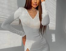 Силуетна сукня з декором із сітки зі стразами Силуетна сукня з декором із сітки зі стразами | PUSHKA SHOP