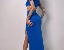 Комплект: топ з бахромою зі страз та спідниця з розрізом Комплект: топ з бахромою зі страз та спідниця з розрізом | PUSHKA SHOP