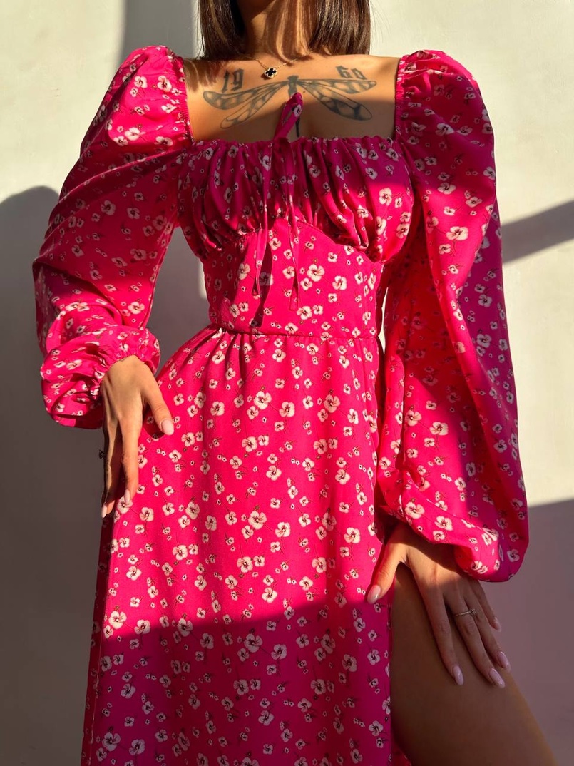 Улюблена сукня-міді зі шнурівкою на талії  | PUSHKA SHOP