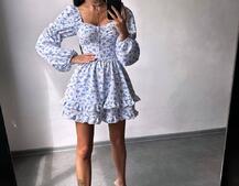 Сукня з квітковим принтом з воланами на ґудзиках  Сукня з квітковим принтом з воланами на ґудзиках  | PUSHKA SHOP