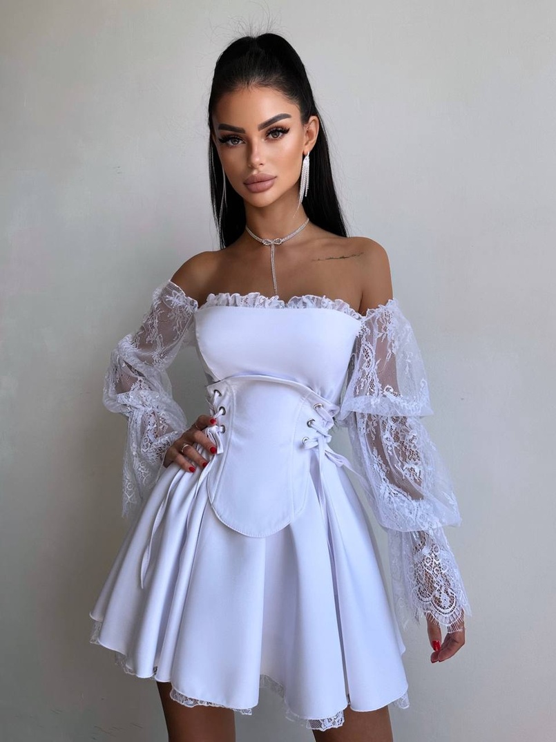 Сукня з корсетом декорована мереживом  | PUSHKA SHOP