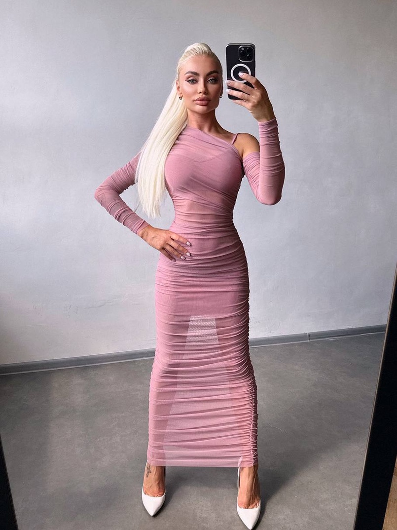 Сукня міді з драпіруванням   | PUSHKA SHOP