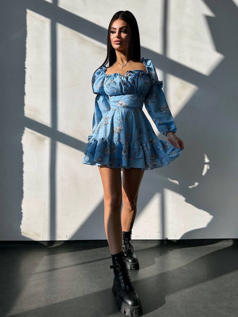 Квіткова сукня з воланами та шнуровкою по спинці | PUSHKA SHOP