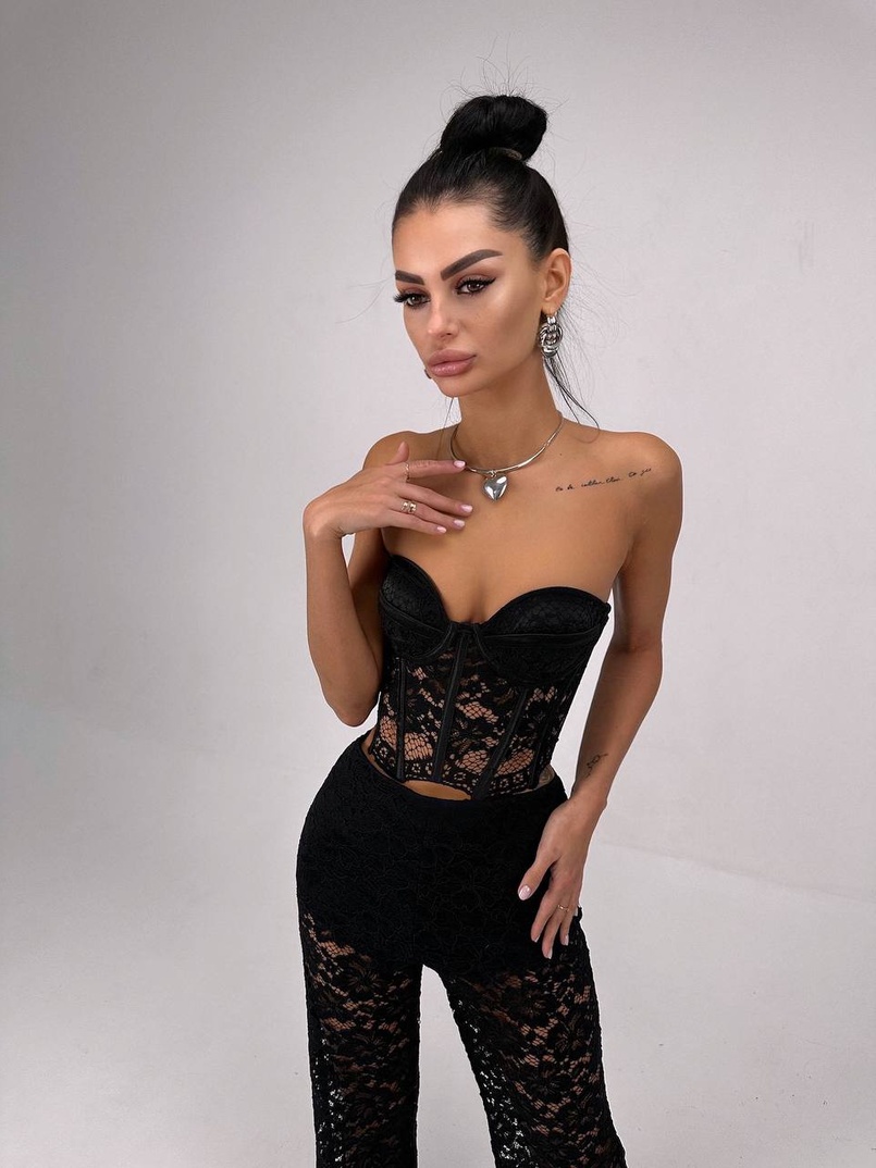 Комплект: мереживний корсет бюстьє + штани + піджак  | PUSHKA SHOP