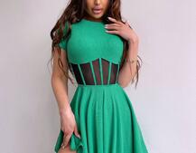 Сукня-міні  з елементами корсету  та спідницею солнцем | PUSHKA SHOP