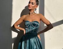 Комплект: корсет-бюстьє , декорований стразами + спідниця максі з розрізом Комплект: корсет-бюстьє , декорований стразами + спідниця максі з розрізом | PUSHKA SHOP