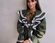 Котонова сукня декорована мереживом    | PUSHKA SHOP