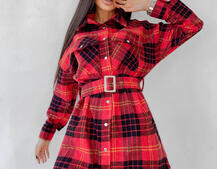 Кашемировое платье-рубашка в клетку | PUSHKA SHOP